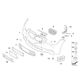 Atrapa nerka lewa czarna Performance BMW E90 E92 E93 - 51712155451