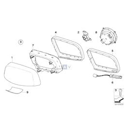 Kpl. pokryw podstawy lusterka - 51167179081