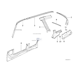 Łącznik blaszany dachu, przedni prawy - 41318110494