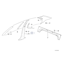 Obudowa słupka tylnego, prawa - 51438173520