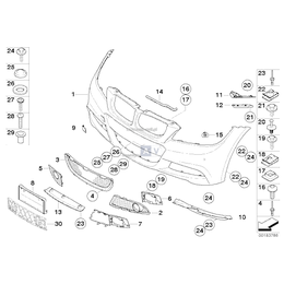Uchwyt czujnika PDC przód zewnętrzny prawy BMW E90N E91N - 51117894498