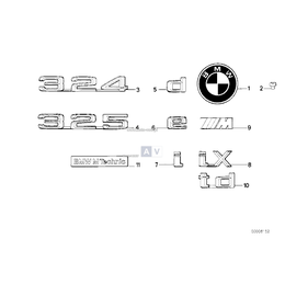 Emblemat naklejany tył BMW E30 325 - 51141924867
