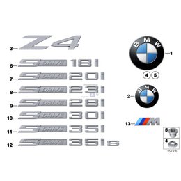 Emblemat znaczek przód i bok BMW E85 E86 E89 Z4 2,0i 2,2i 2,5i 3,0i 3,0si M3 - 51147044207