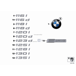 Emblemat naklejany tylny 135i BMW E82 E88 135i N54 N55 - 51147183159