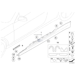 Wspornik prawy osłony progu BMW E63 E64 630i 645Ci 650i 635d M6 - 51777072876