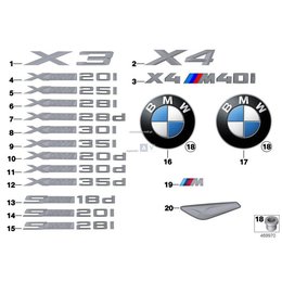 Napis emblemat boczny X DRIVE 35D BMW E70 E70N X5 E83N X3 F25 F26 X3 X4 - 51147362493