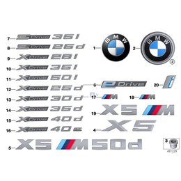 Emblemat M BMW F15 F16 F20 F21 F22 F23 F26 X4 X5 X6 - 51148058882