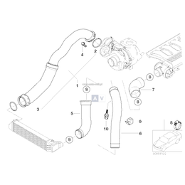Przewód elastyczny ciśnieniowy INTERCOOLERA BMW E46 320td 320d M47N - 11617799393