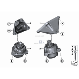 Poduszka silnika prawa BMW F07 F10 F11 518d 520d N47N N47S1 - 22116785602