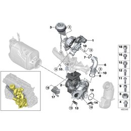 Uchwyt montażowy przewodu turbosprężarki BMW E70 E71 E84 F01 F06 F07 F10 F11 F12 F15 F20 F25 F30 F31 G01 G02 G05 G06 G11 G15 G30