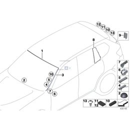 Klamra relingu dachowego szyby czołowej BMW F01 F02 F04 F25 X3 F26 X4 - 51137232420