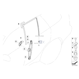 Prowadnica szyby tylnej prawej, tylko w połączeniu z - 51357020584