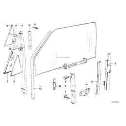 Mechanizm szyby drzwi, Szyna prowadząca przednia lewa - 41511888507