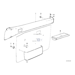 Tapicerka drzwi przednich, górna, lewa - 51411929117