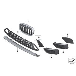 Kratka zderzaka przód środkowa BMW F48 X1 16 18 20 25 28 - 51117354773