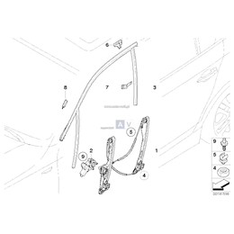 Prowadnica szyby drzwi przednich lewych - 51337066613