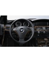 Nakładka dekoracyjna z brązowej topoli słojowanej do kierownicy skórzanej BMW E60 - 32300397915