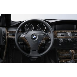Nakładka dekoracyjna z brązowej topoli słojowanej do kierownicy skórzanej BMW E60 - 32300397915