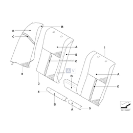 Obicie oparcia, skóra, tył, prawe - 52208030062
