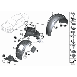 Osłona nadkola przód prawa z przodu BMW F30 F31 316 318 320 325 328 330 335 340 - 51717260726