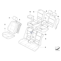 Obicie fotela ISOFIX, tył, Poszycie siedziska, skóra - 52208025587