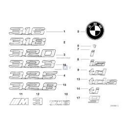 Emblemat klapy tył bagażnika BMW E36 Cabrio C1N 318i 320i 323i 328i 325i M3 - 51148164928