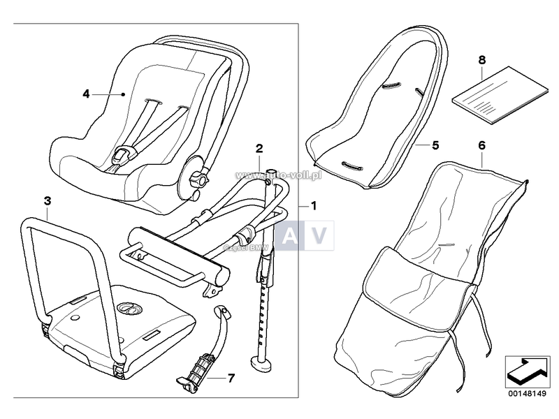 82222162842 Fotelik BMW Baby Seat 0+ z ISOFIX BMW E39 E46 E63 E65 X1 X3 X5 X Części oryginalne
