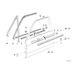 Uszczelka zewnętrzna szyby drzwi prawa BMW E30 Coupe 316 318 320 323 325 M3 - 51211913056