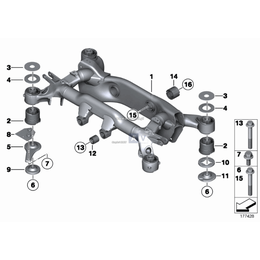 Podkładka tłumienia drgań belki tył BMW E65 E66 730 735 740 745 750 760 - 33316755895