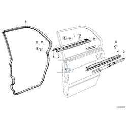 Uszczelka zewn. szyby drzwi, prawa - 51221864290