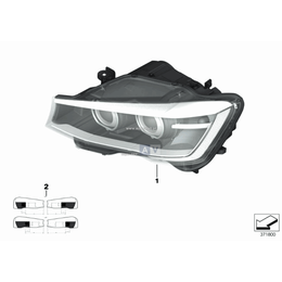 Reflektor przód lewy biksenon BMW F25 F26 X3 X4 - 63117401131