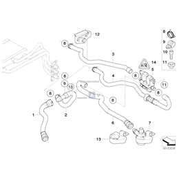 Przewód powrotny chłodn./silnik BMW E60 E61 520i 525i 530i M54 - 64216910759