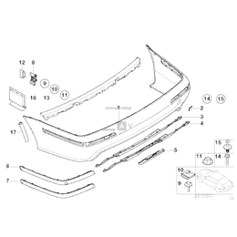 Listwa zderzaka tył lewa M BMW E39 sedan 520 523 525 530 535 540 M5 - 51122498501