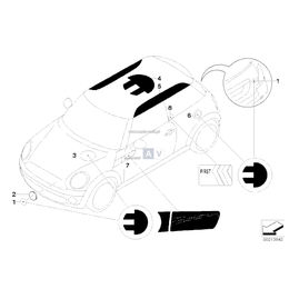 Plakietka bocznej szyby lewa - 51147269631