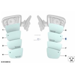 Wkład lusterka prawy BMW F90 M5 F91 M8 G11 G12 G14 G15 G30 G31 G32 - 51168739632
