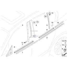 Uszczelka osłony słupka B lewa - 51337124151
