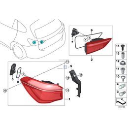 Lampa tył lewa zespolona na błotniku BMW BMW F48 X1 - 63217488545