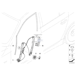 Prowadnica szyby przedniej prawej - 51337057490