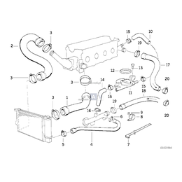 Przewód układu chłodzenia BMW E36 316i 318i M40 sedan - 11531734455