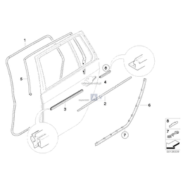 Listwa zewn. szyby drzwi tylnych praw. - 51227897280