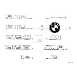 Emblemat naklejany 318 BMW E30 318i 318is - 51141916133