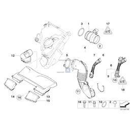 Kanał powietrza zasysający lewy BMW E81 E82 E87 E88 118 120 123 135 130 - 13717547592