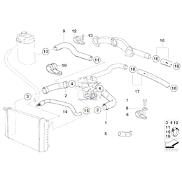 Przewód elastyczny układu chłodzenia wlotowy BMW E31 850Ci 850SCi M70 M73 - 64211383350