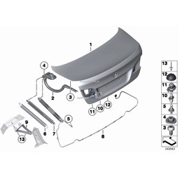 Sprężyna odciągowa pokrywy bagażnika prawa BMW F10 F10N 518 520 525 523 528 530 535 550 M5 - 51247204367
